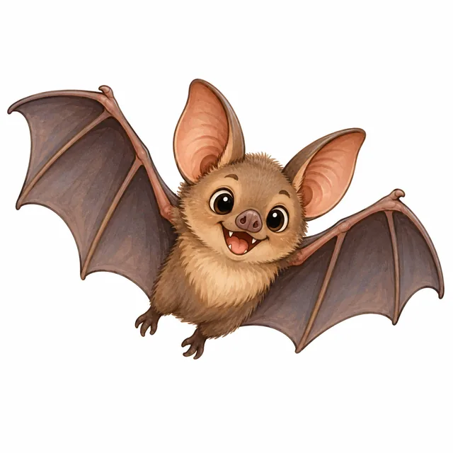 Bat illustration for a short a picture card