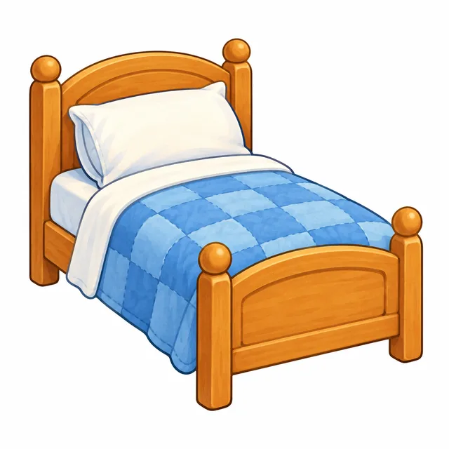 Bed illustration for a short e picture card