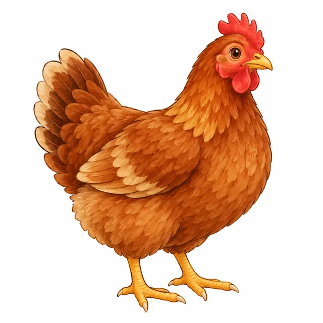 Hen illustration for a short e picture card
