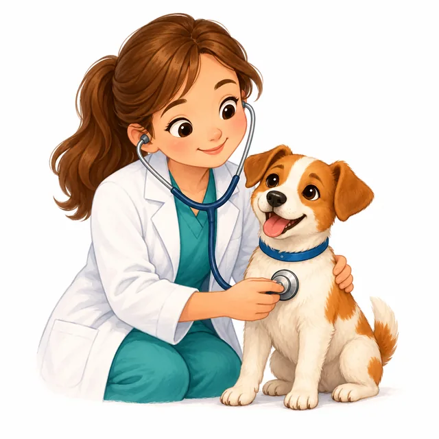 Vet illustration for a short e picture card