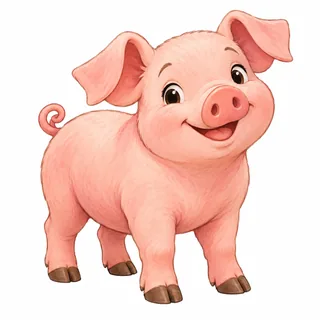 Pig illustration for letter P and its beginning sound
