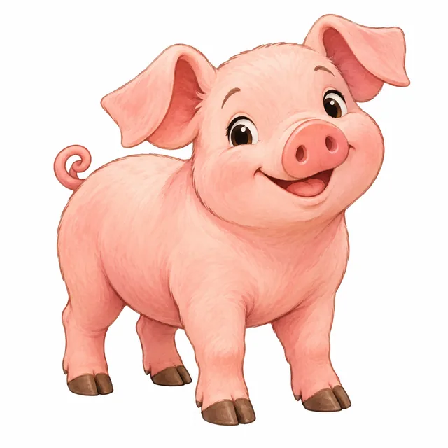 Pig illustration for a short i picture card