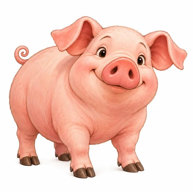 Hog illustration for a short o picture card