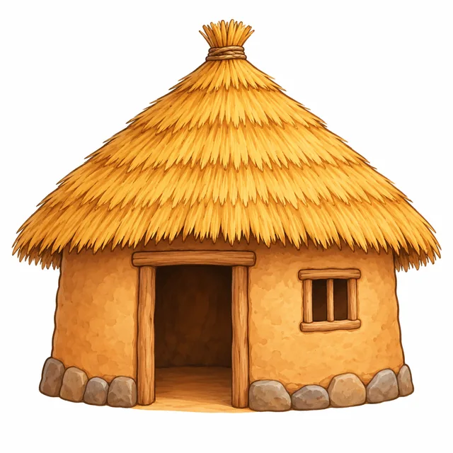 Hut illustration for a short u picture card
