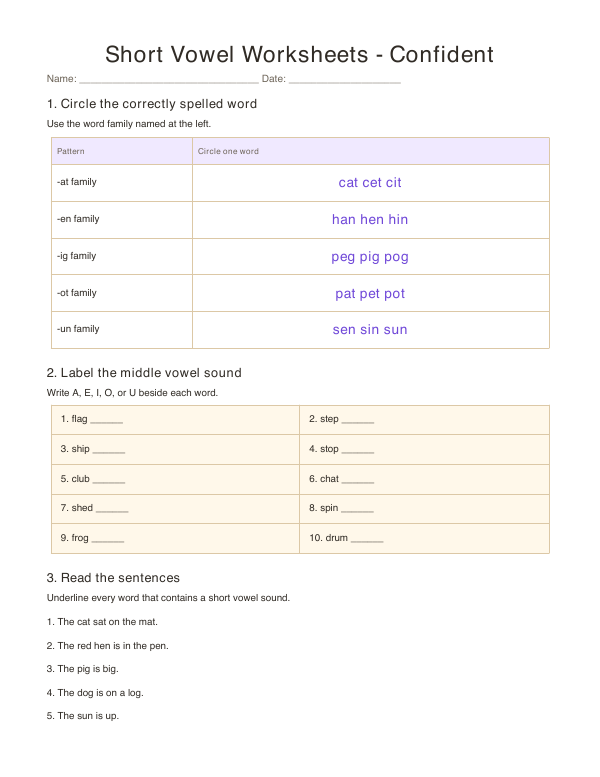 Preview of Confident Worksheets printable