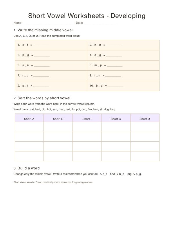 Preview of Developing Worksheets printable